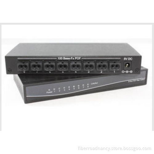8 Port 250Mbps Plastic Optical Fibers Network Ethernet Switch